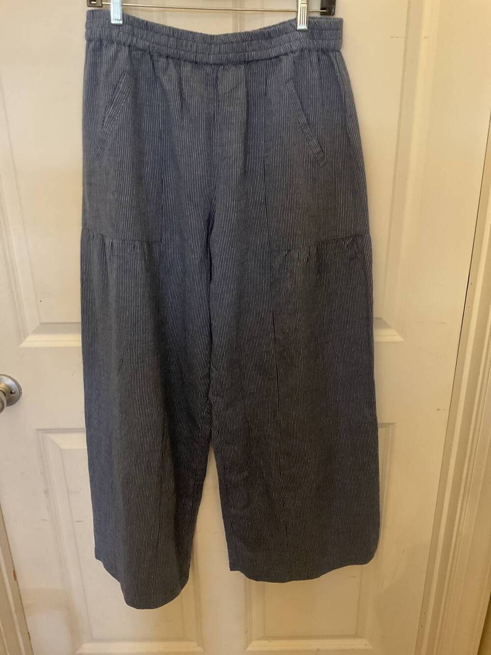 NEW IVY JANE women's wide leg stripe pant in blue